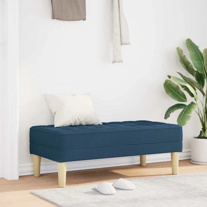 vidaXL bænk med pude, blå stof 113 x 57 x 39 cm
