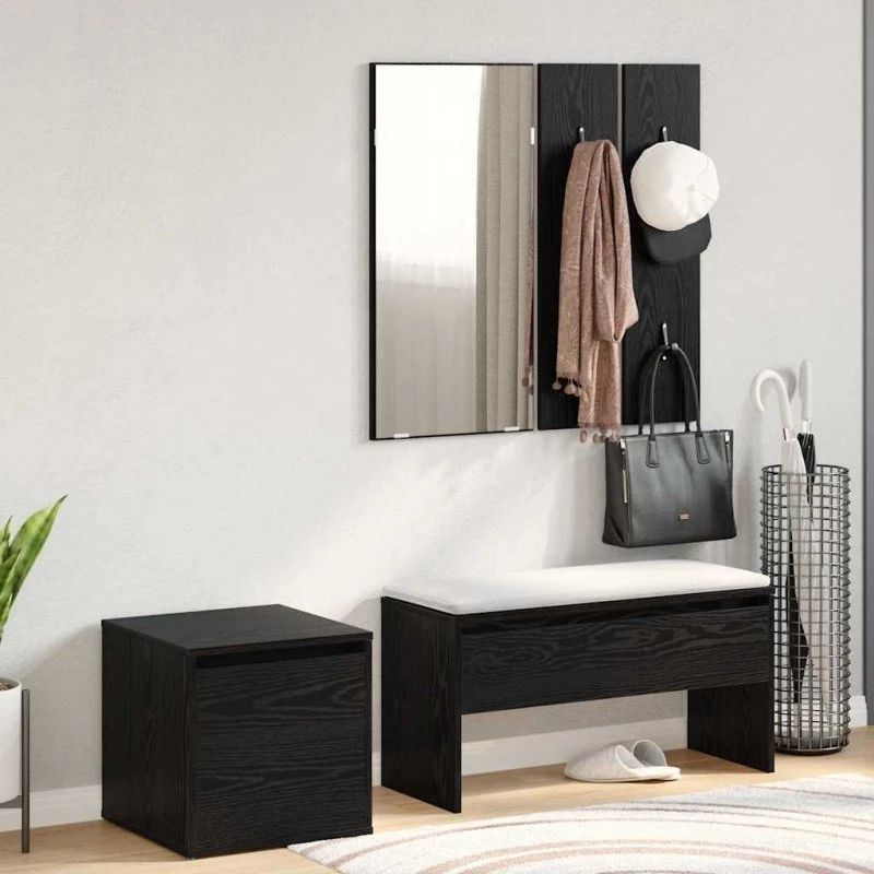 vidaXL Entremøbelsæt 3 dele Sort eg 80 x 31 x 40 cm