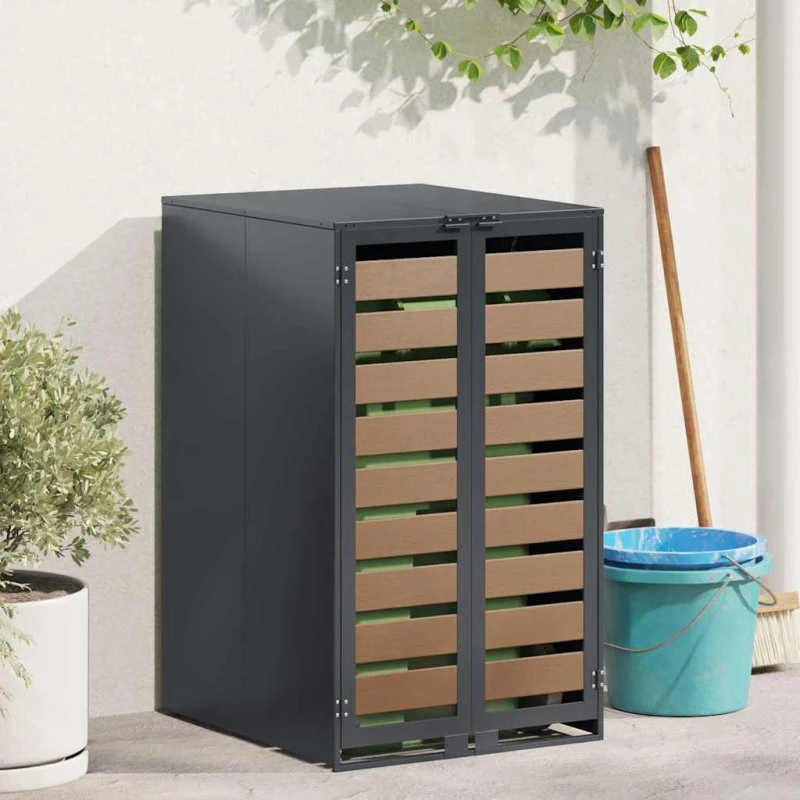 vidaXL Opbevaring til 240L affaldsspand med gasløftlåg - Antracit