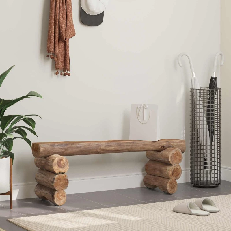 vidaXL bænk i massiv teaktræ natur 110x30x34 cm