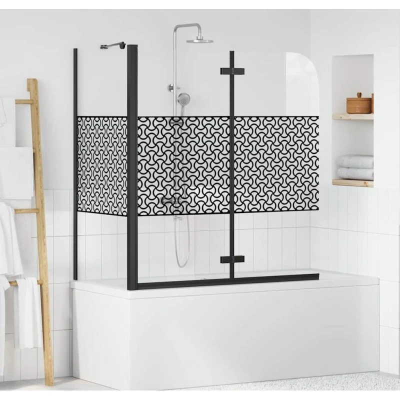 vidaXL Badafskærmning Sort 120x67x129 cm Hærdet Glas/Aluminium