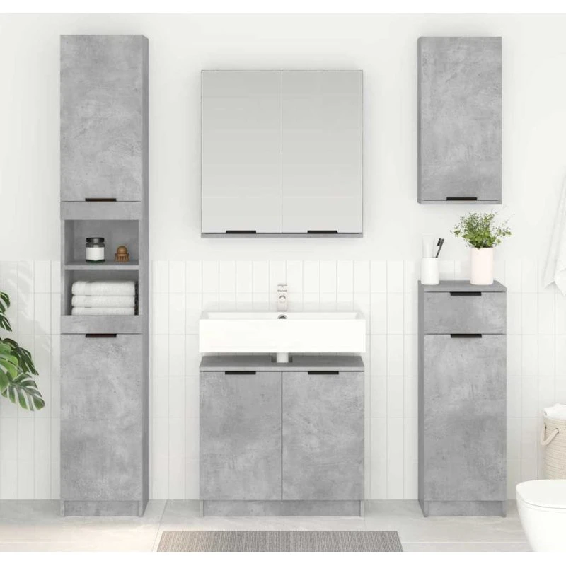 vidaXL Badeværelsesskab Betongrå 64,5x33,5x59 cm Konstrueret træ