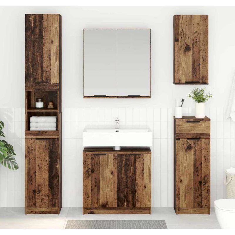 vidaXL Badeværelsesskab i gammelt træ 64,5x33,5x59 cm