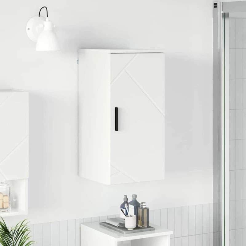 vidaXL Badeværelsesskab vægmonteret højglans hvid 30 x 31,5 x 61 cm