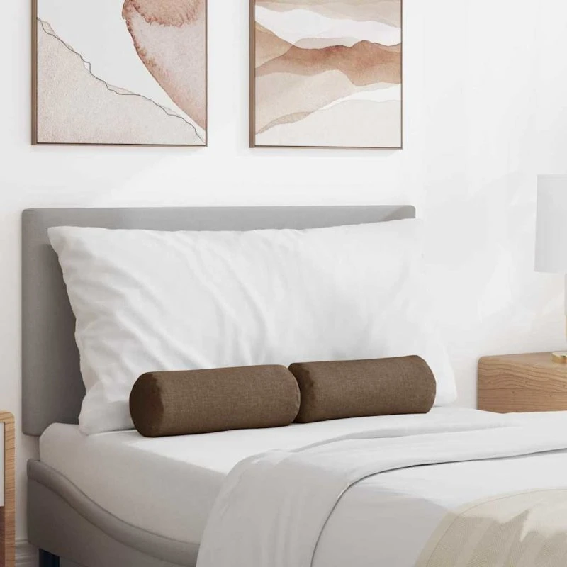 vidaXL Bolsterpuder 2 stk Brun Ø15 x 40 cm Stof