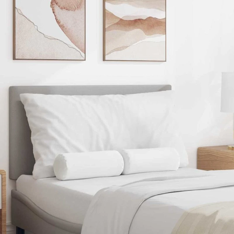 vidaXL Bolsterpuder 2 stk Hvid Ø 15 x 40 cm Stof