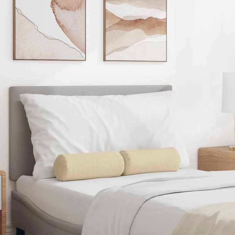 vidaXL Bolsterpuder 2 stk Creme Ø15 x 40 cm, stof