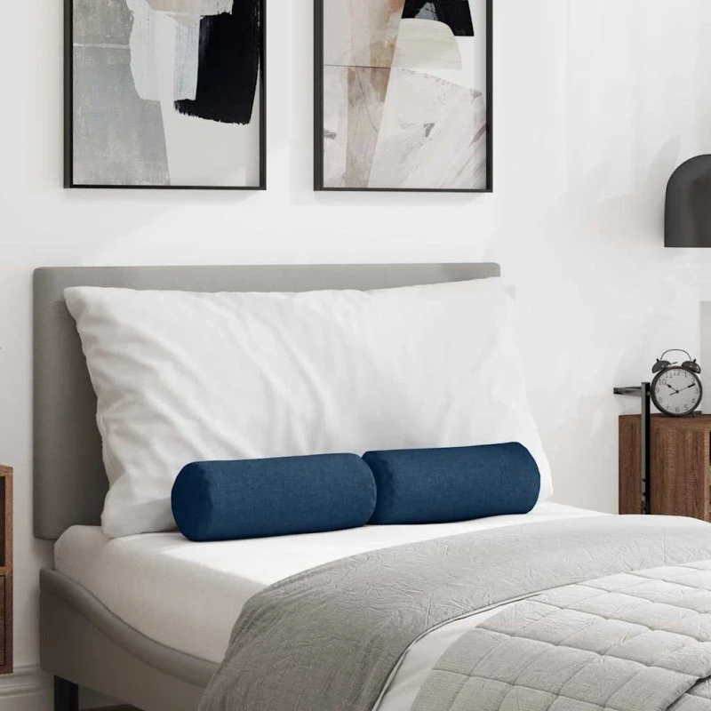 vidaXL Bolsterpuder 2 stk Blå Ø15x40 cm Stof