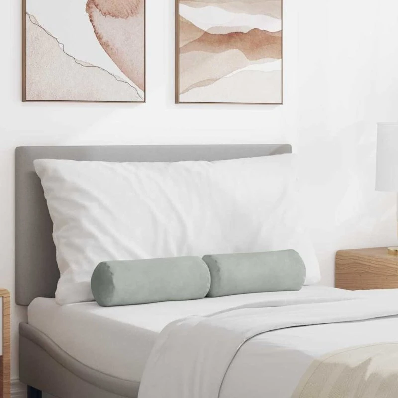 vidaXL Bolsterpuder 2 stk Lysegrå Ø15 x 40 cm velour