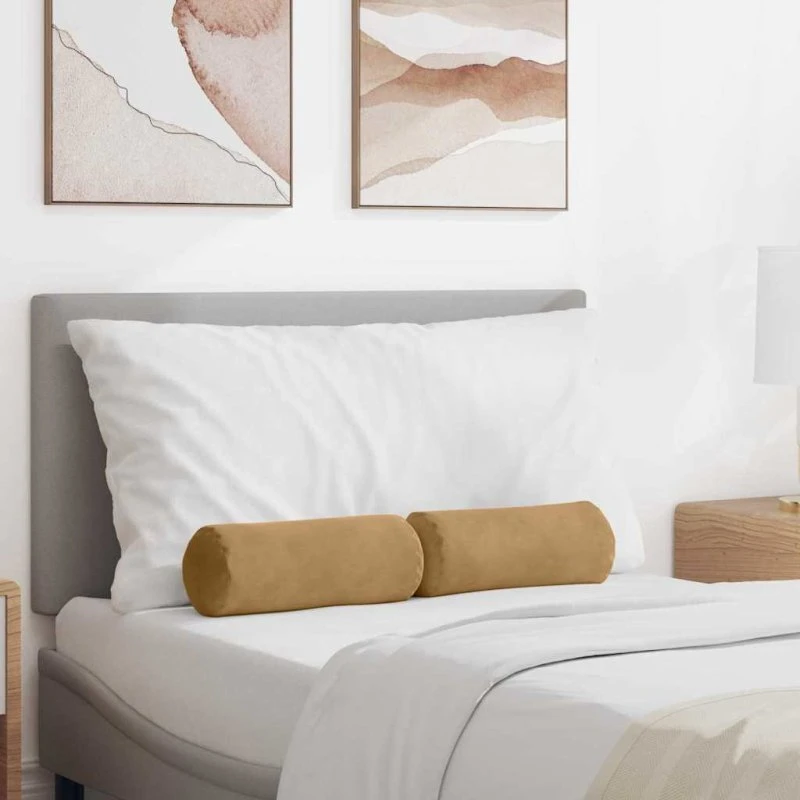 vidaXL Bolsterpuder 2 stk. Brun Ø 15 x 40 cm Velour