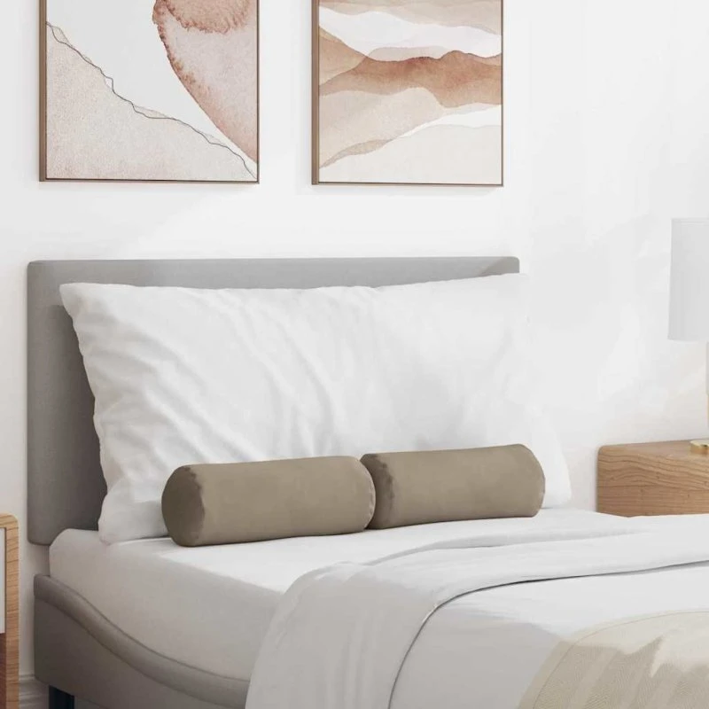 vidaXL Bolsterpuder 2 stk Ø 15 x 40 cm Gråbrun Mikrofiber