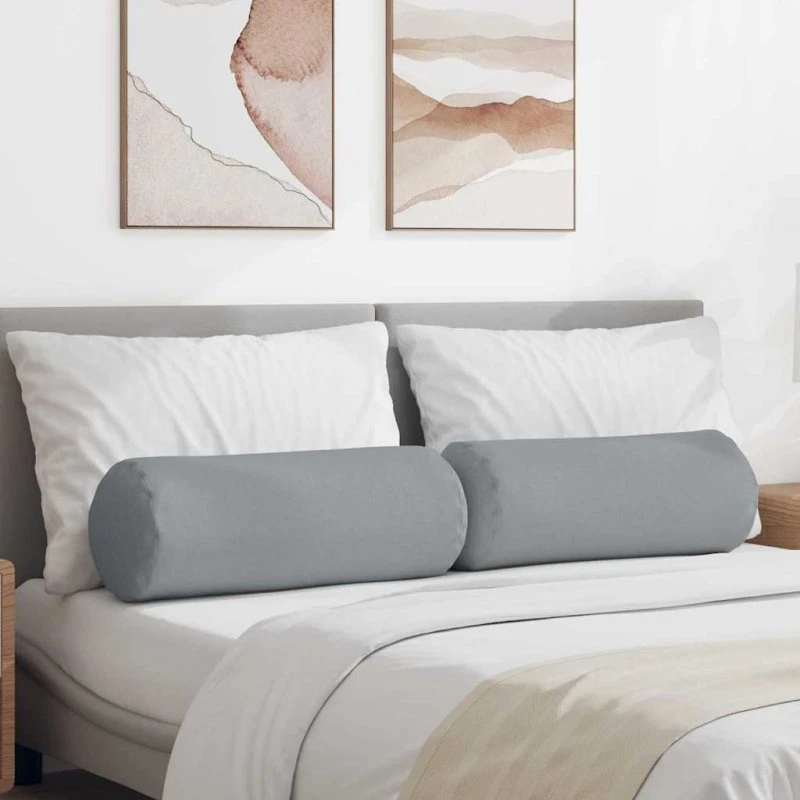vidaXL Bolsterpuder 2 stk Lysegrå Ø25 x 70 cm Stof