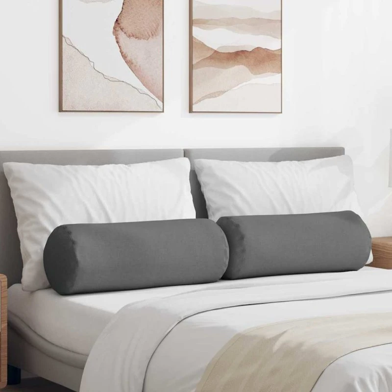 vidaXL Bolsterpuder 2 stk Mørkegrå Ø25 x 70 cm Stof
