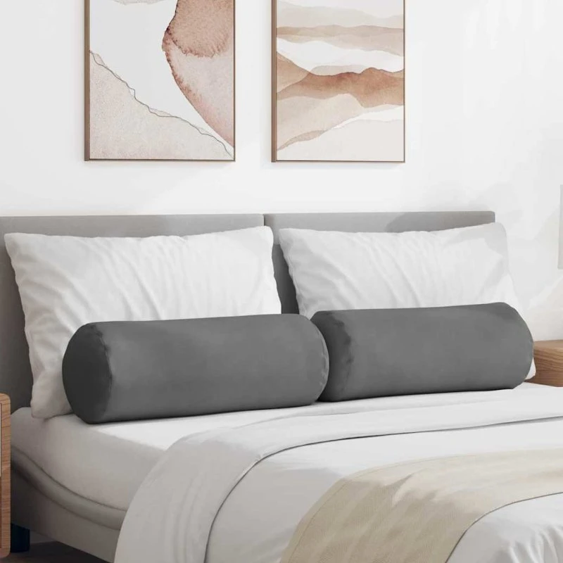 vidaXL Bolsterpuder 2 stk Mørkegrå Ø25 x 70 cm Mikrofiber