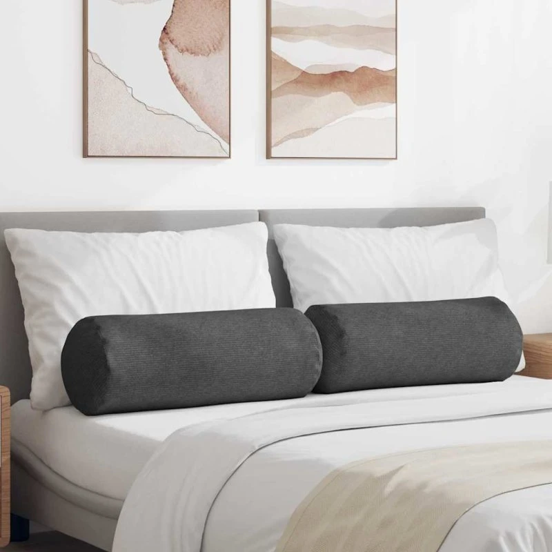 vidaXL Bolsterpuder 2 stk Mørkegrå Ø25 x 70 cm Velour
