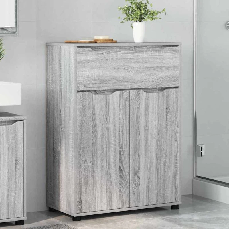 vidaXL Badeværelsesskab med skuffe Grå Sonoma 72,5x36,5x100 cm