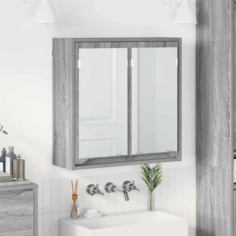 vidaXL Badeværelsesspejlskab Sonoma grå 60x20x60 cm