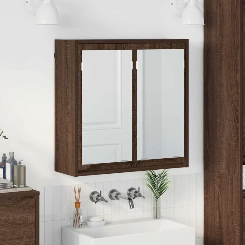vidaXL Badeværelsesspejlskab Brun eg 60x20x60 cm