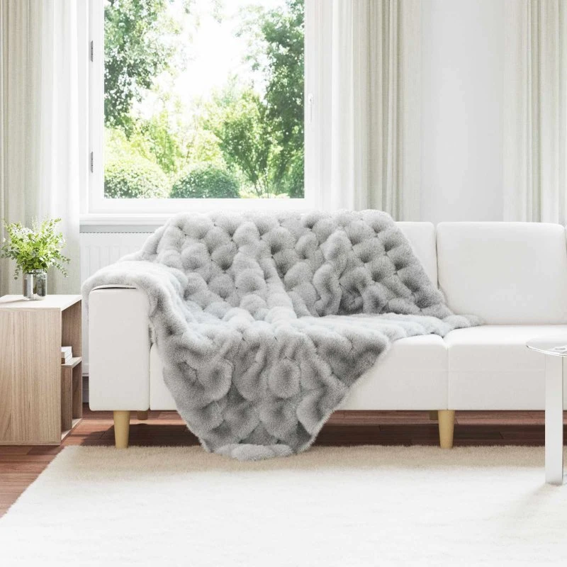 vidaXL Olite skridsikker kunstpels tæppe 4 stk grå 130 x 150 cm