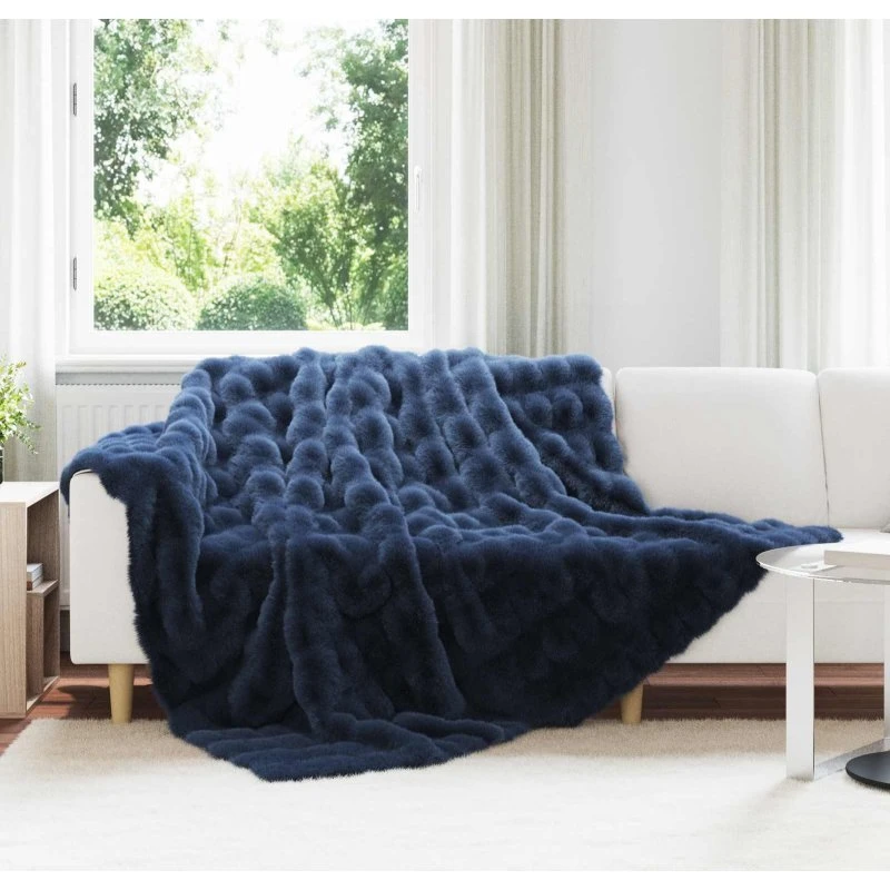 vidaXL Olite skridsikkert kunstpels tæppe 240 x 270 cm, marineblå (4 stk)