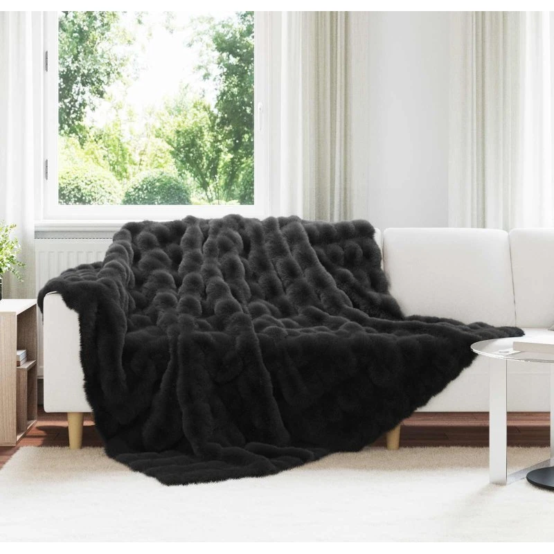 vidaXL Olite skridsikkert kunstpels tæppe 240 x 270 cm, 4 stk, sort