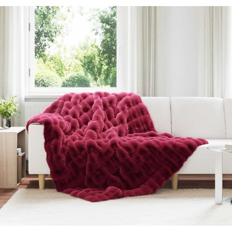 vidaXL Skridsikker kunstpels-tæppe Olite 4 stk Bordeaux 150x220 cm