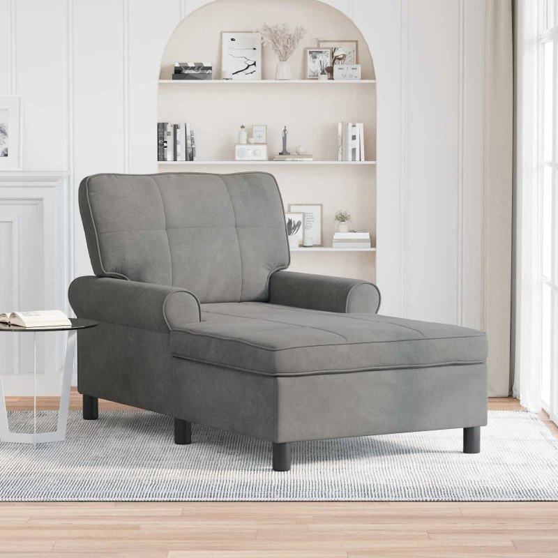 vidaXL Chaise Lounge fløjl mørkegrå 91x157x91 cm