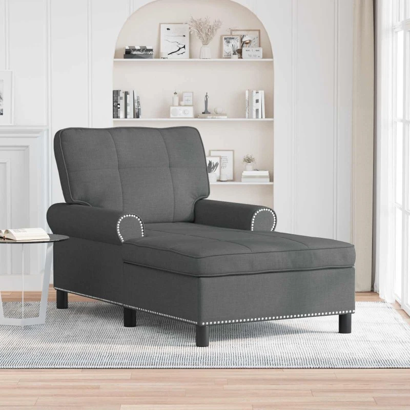 vidaXL Chaise Lounge med pude, mørkegrå 91x157x91 cm