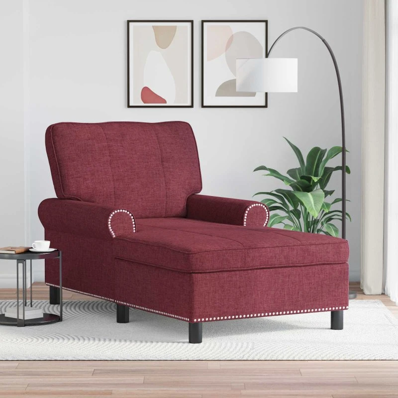 vidaXL Chaise Lounge med pude Vinrød 91x157x91 cm Stof