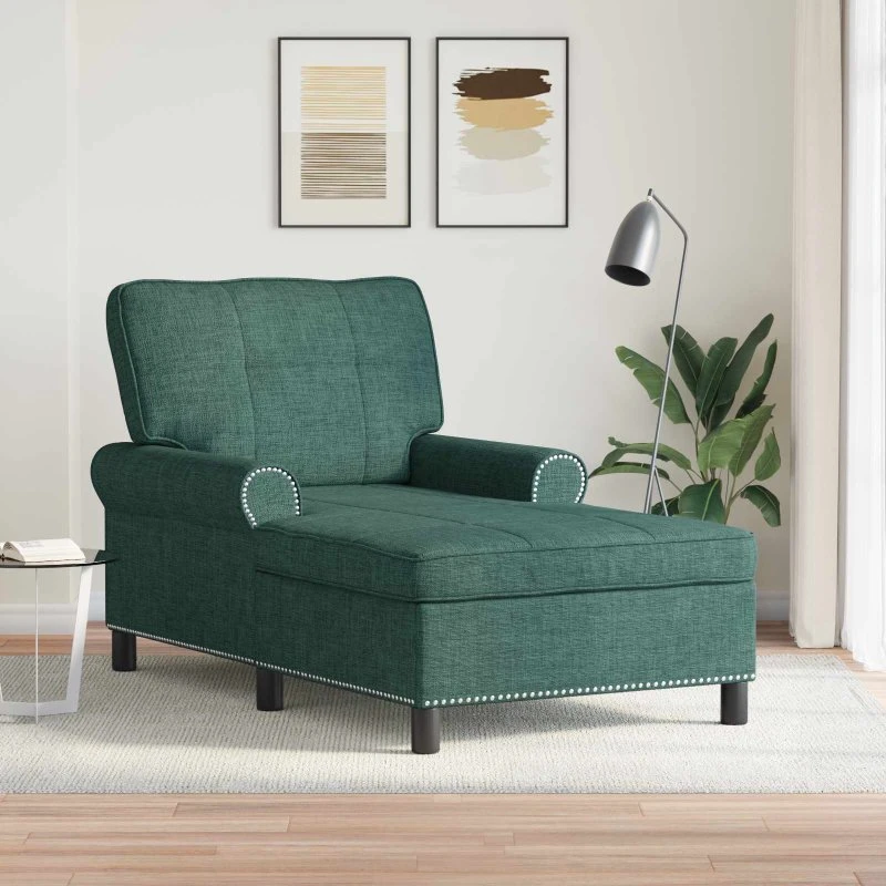 vidaXL Chaise Lounge med pude mørkegrøn 91 x 157 x 91 cm Stof