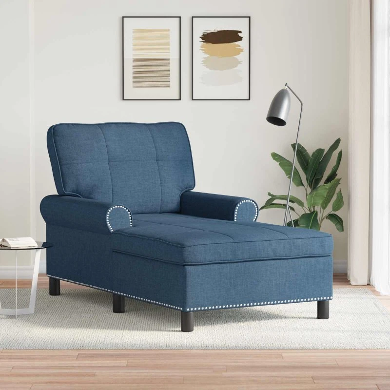 vidaXL Chaise Lounge med pude Blå 91 x 157 x 91 cm Stof