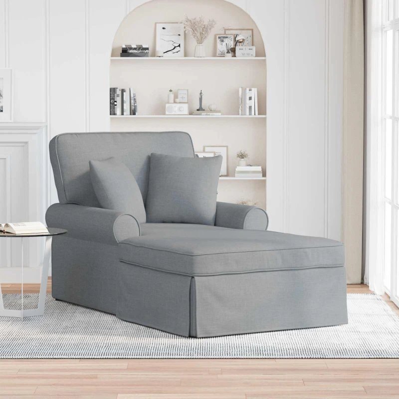 vidaXL Chaise lounge med volant og pude, Lysegrå 91x157x91 cm