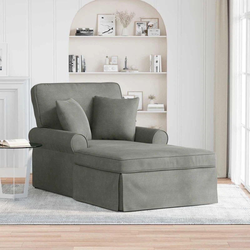 vidaXL Chaise lounge med volant og pude 91x157 cm Lysegrå velour