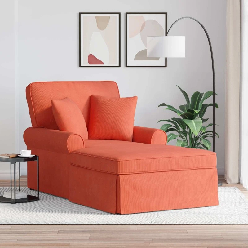 vidaXL Chaise lounge med volant 91x157x91 cm Rød/orange velour