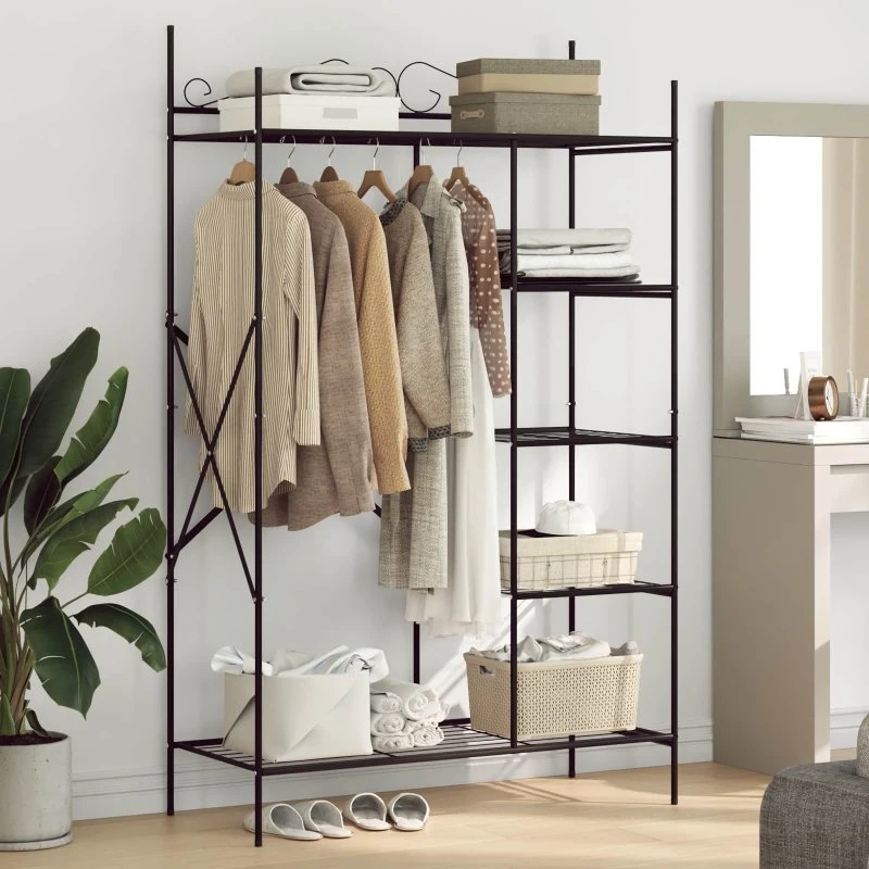 vidaXL Åben garderobe i stål, sort 104,5×45×172 cm