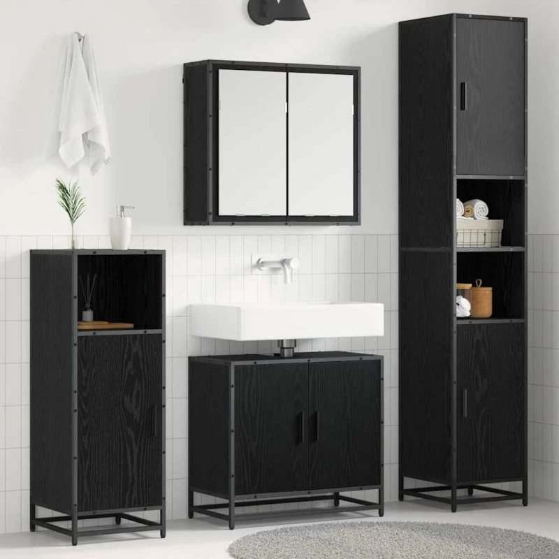 vidaXL Badeværelsesmøbel sæt 3 stk Vægmonteret – Sort eg 65x33x60 cm