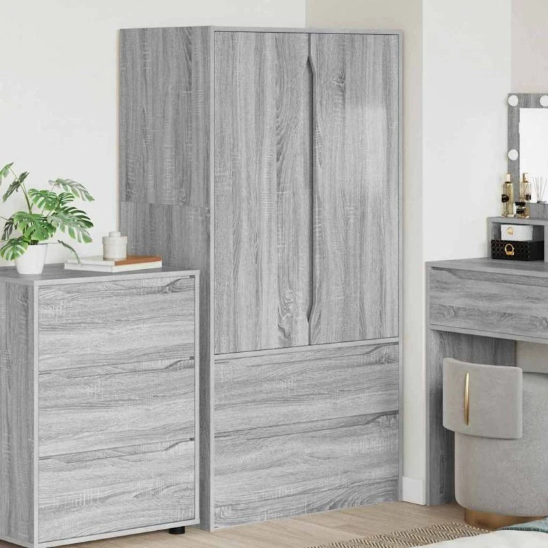 vidaXL Badeværelsesskab Grå Sonoma 79,5×49×156 cm, konstrueret træ