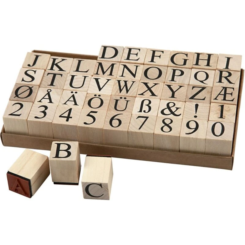 Stempelsæt Tal & Bogstaver 45 stk 20x20 mm
