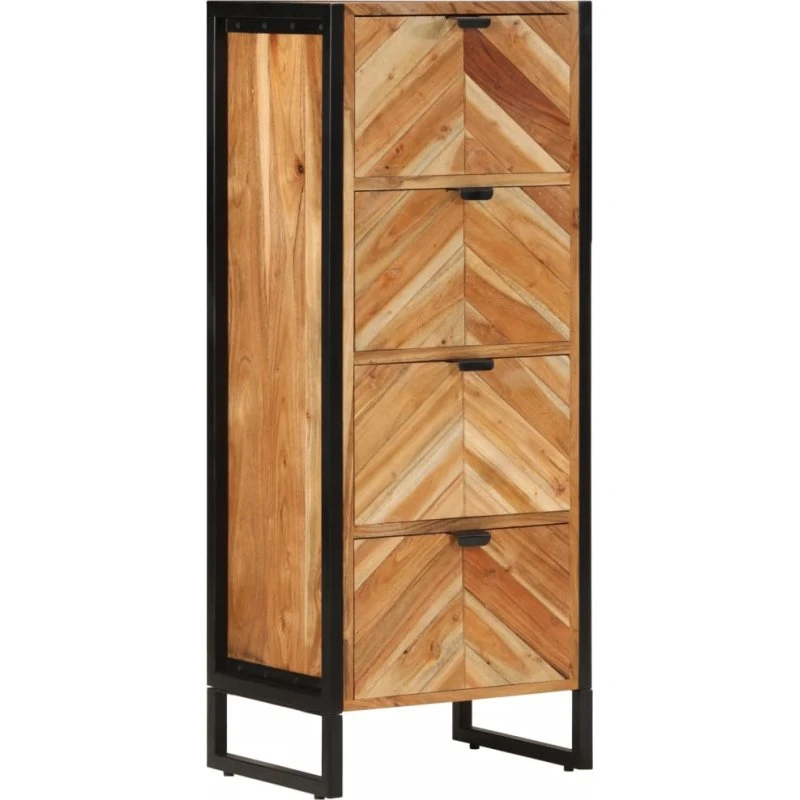 vidaXL badeværelsesskab i massivt akacietræ 40x30x100 cm med jern