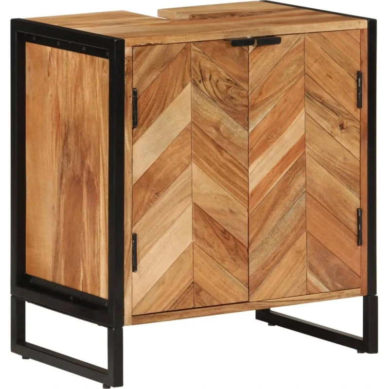 vidaXL badeværelsesskab 55x35x60 cm i massivt akacietræ & jern