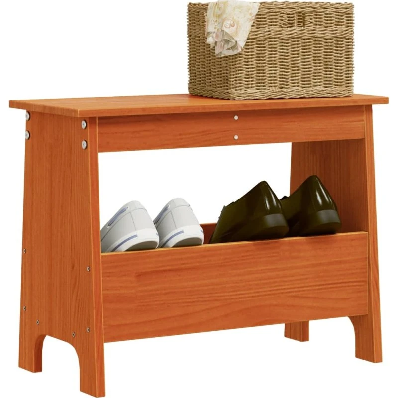 vidaXL entrébænk 60x28x45 cm massivt fyrretræ gyldenbrun