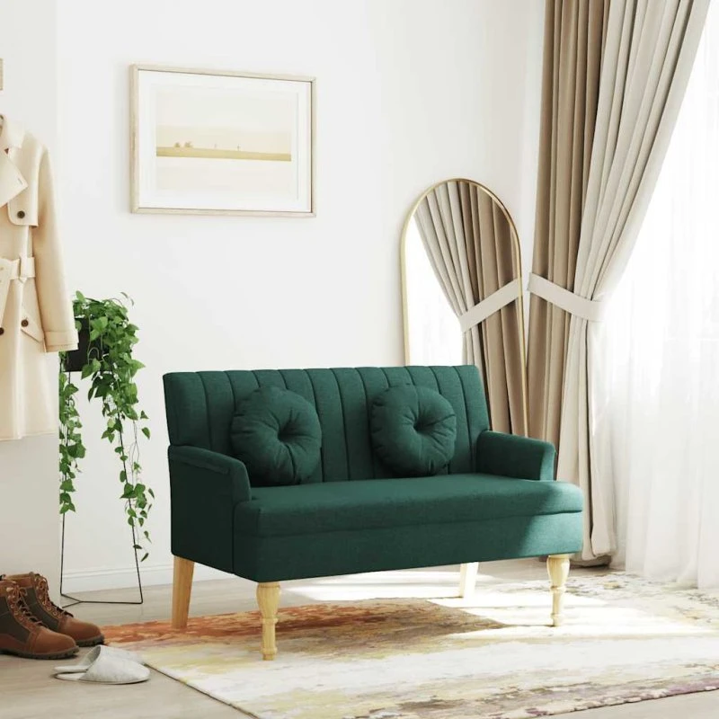 vidaXL bænk med hynder 113×64,5×75,5 cm stof mørkegrøn