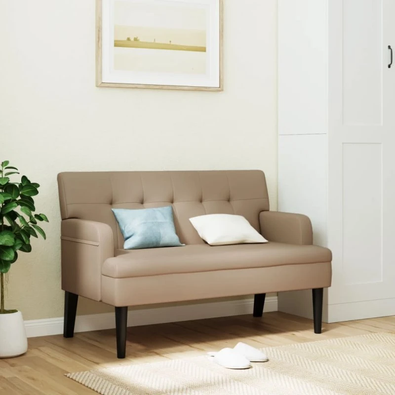 vidaXL bænk med ryglæn 112x65,5x75 cm kunstlæder cappuccinofarvet