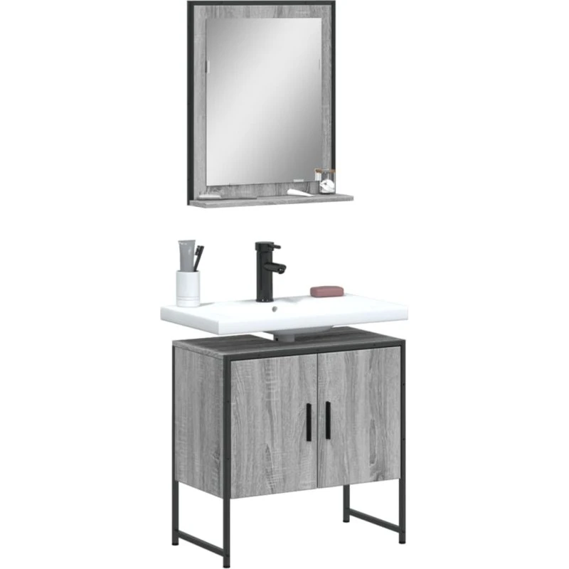 vidaXL badeværelsesskabe 2 dele, grå Sonoma-eg