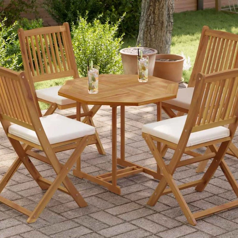 vidaXL ottekantet bordplade i massivt teak 80x80x2,5 cm