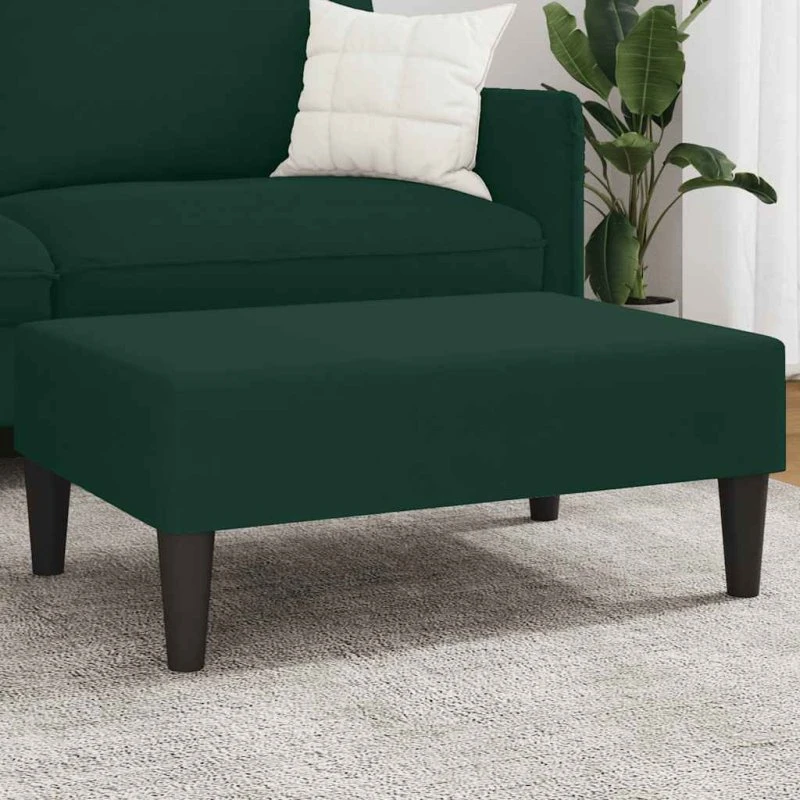 vidaXL fodskammel 77x55x31 cm velour mørkegrøn