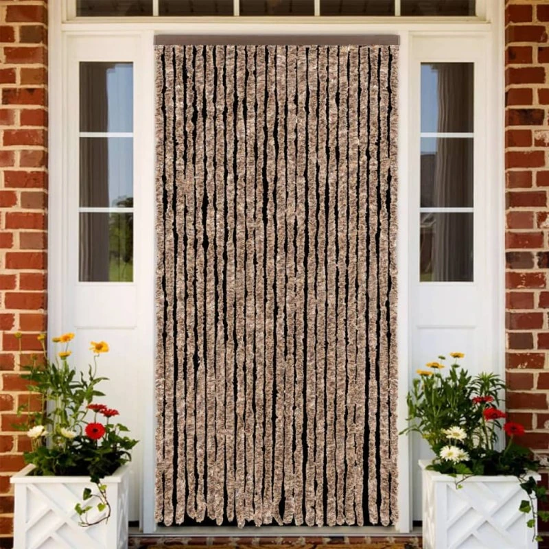 vidaXL flueforhæng 100x230 cm chenille beige/mørkebrun
