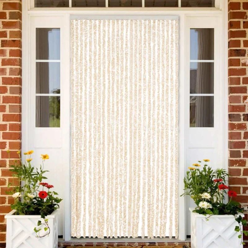 vidaXL flueforhæng 100x230 cm chenille beige/hvid