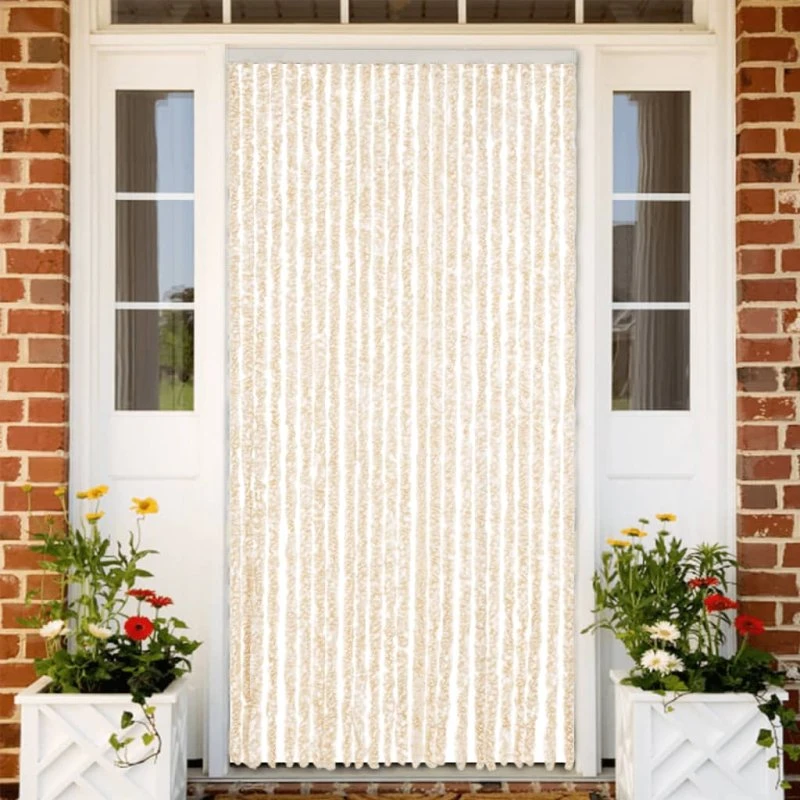 vidaXL flueforhæng 100x220 cm chenille beige/hvid