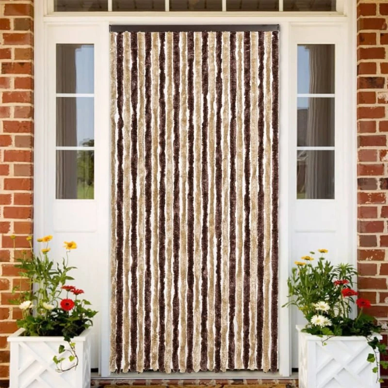 vidaXL flueforhæng 100x200 cm chenille beige/lysebrun